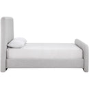  Meridian Fira Grey Linen Textured Fabric Upholstered King Bed IMAGE 4