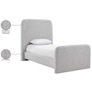  Meridian Fira Grey Linen Textured Fabric Upholstered Twin Bed IMAGE 12