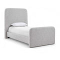  Color_Grey Size_Twin -- Fira Grey Linen Textured Fabric Upholstered Twin Bed IMAGE 1
