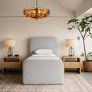  Color_Grey  Size_Twin  -- Fira Grey Linen Textured Fabric Upholstered Twin Bed IMAGE 2