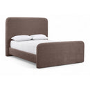  Color_Brown  Size_Queen  -- Fira Brown Chenille Fabric Upholstered Queen Bed IMAGE 1