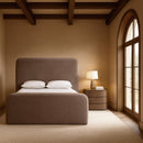  Color_Brown  Size_Queen  -- Fira Brown Chenille Fabric Upholstered Queen Bed IMAGE 2