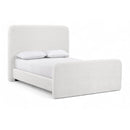  Meridian Fira Cream Chenille Fabric Upholstered Queen Bed IMAGE 1