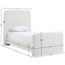  Meridian Fira Cream Chenille Fabric Upholstered Twin Bed IMAGE 11