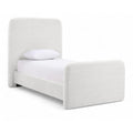  Color_Cream Size_Twin -- Fira Cream Chenille Fabric Upholstered Twin Bed IMAGE 1