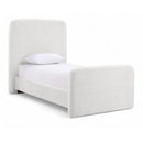  Color_Cream  Size_Twin  -- Fira Cream Chenille Fabric Upholstered Twin Bed IMAGE 1