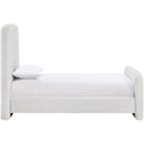  Color_Cream  Size_Twin  -- Fira Cream Chenille Fabric Upholstered Twin Bed IMAGE 4