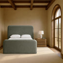 Color_Green  Size_King  -- Fira Green Chenille Fabric Upholstered King Bed IMAGE 2