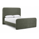  Meridian Fira Green Chenille Fabric Upholstered Queen Bed IMAGE 1
