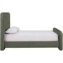  Meridian Fira Green Chenille Fabric Upholstered Queen Bed IMAGE 4