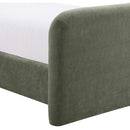  Meridian Fira Green Chenille Fabric Upholstered Queen Bed IMAGE 8