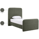  Color_Green  Size_Twin  -- Fira Green Chenille Fabric Upholstered Twin Bed IMAGE 12