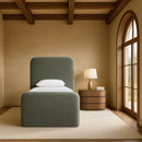  Color_Green  Size_Twin  -- Fira Green Chenille Fabric Upholstered Twin Bed IMAGE 2