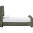  Color_Green  Size_Twin  -- Fira Green Chenille Fabric Upholstered Twin Bed IMAGE 4