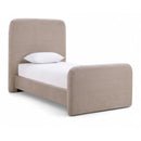  Color_Taupe  Size_Twin  -- Fira Taupe Chenille Fabric Upholstered Twin Bed IMAGE 1