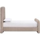  Meridian Fira Taupe Chenille Fabric Upholstered Twin Bed IMAGE 4