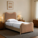  Color_Cognac  Size_Twin  -- Arvada Cognac Vegan Leather Upholstered Twin Bed IMAGE 2