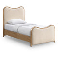  Color_Cream Size_Twin -- Arvada Cream Vegan Leather Upholstered Twin Bed IMAGE 1