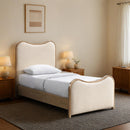  Color_Cream  Size_Twin  -- Arvada Cream Vegan Leather Upholstered Twin Bed IMAGE 2