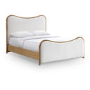  Meridian Arvada Cream Linen Textured Fabric Upholstered Queen Bed IMAGE 1
