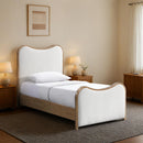  Size_Twin -- Arvada Cream Linen Textured Fabric Upholstered Twin Bed IMAGE 2