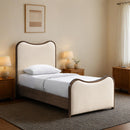  Size_Twin -- Arvada Cream Vegan Leather Upholstered Twin Bed IMAGE 2