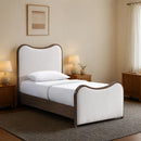  Color_Beige  Size_Twin  -- Arvada Beige Linen Textured Fabric Upholstered Twin Bed IMAGE 2