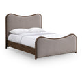  Color_Brown  Size_Full  -- Arvada Brown Linen Textured Fabric Upholstered Full Bed IMAGE 1
