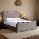  Meridian Arvada Brown Linen Textured Fabric Upholstered King Bed IMAGE 2