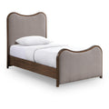  Color_Brown Size_Twin -- Arvada Brown Linen Textured Fabric Upholstered Twin Bed IMAGE 1
