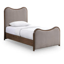 Color_Brown  Size_Twin  -- Arvada Brown Linen Textured Fabric Upholstered Twin Bed IMAGE 1