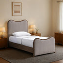  Meridian Arvada Brown Linen Textured Fabric Upholstered Twin Bed IMAGE 2
