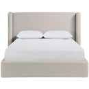  Meridian Kendall Beige Linen Textured Fabric Upholstered Queen Bed IMAGE 3