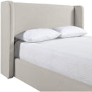  Meridian Kendall Beige Linen Textured Fabric Upholstered Queen Bed IMAGE 7