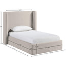  Meridian Kendall Beige Linen Textured Fabric Upholstered Twin Bed IMAGE 11