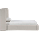  Meridian Kendall Beige Linen Textured Fabric Upholstered Twin Bed IMAGE 4
