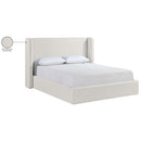  Meridian Kendall Cream Linen Textured Fabric Upholstered Full Bed IMAGE 12