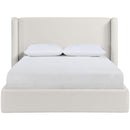  Meridian Kendall Cream Linen Textured Fabric Upholstered Full Bed IMAGE 3