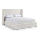  Color_Cream  Size_Queen  --  Kendall Cream Linen Textured Fabric Upholstered Queen Bed IMAGE 1