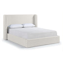  Meridian Kendall Cream Linen Textured Fabric Upholstered Queen Bed IMAGE 1