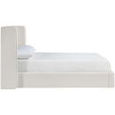  Meridian Kendall Cream Linen Textured Fabric Upholstered Queen Bed IMAGE 4