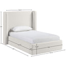  Meridian Kendall Cream Linen Textured Fabric Upholstered Twin Bed IMAGE 11