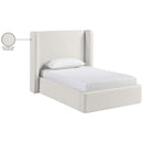  Meridian Kendall Cream Linen Textured Fabric Upholstered Twin Bed IMAGE 12