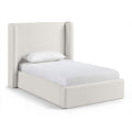  Color_Cream Size_Twin -- Kendall Cream Linen Textured Fabric Upholstered Twin Bed IMAGE 1