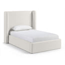  Meridian Kendall Cream Linen Textured Fabric Upholstered Twin Bed IMAGE 1