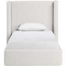  Meridian Kendall Cream Linen Textured Fabric Upholstered Twin Bed IMAGE 3