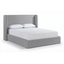  Meridian Kendall Grey Linen Textured Fabric Upholstered Full Bed IMAGE 1
