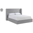  Meridian Kendall Grey Linen Textured Fabric Upholstered King Bed IMAGE 12