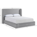  Meridian Kendall Grey Linen Textured Fabric Upholstered Queen Bed IMAGE 11