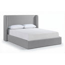  Color_Grey  Size_Queen  --  Kendall Grey Linen Textured Fabric Upholstered Queen Bed IMAGE 1